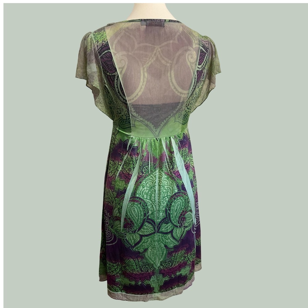 Unity World Wear Paisley Beaded Liquid Dress Womens PS Green Purple Fairy - Picture 6 of 11
